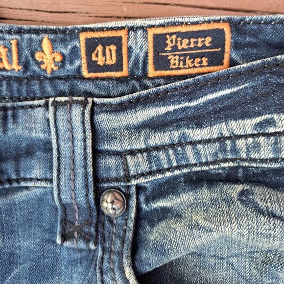 Mens Rock Revival Jeans "Pierre Biker" Black Size 40x34 - Picture 10 of 15